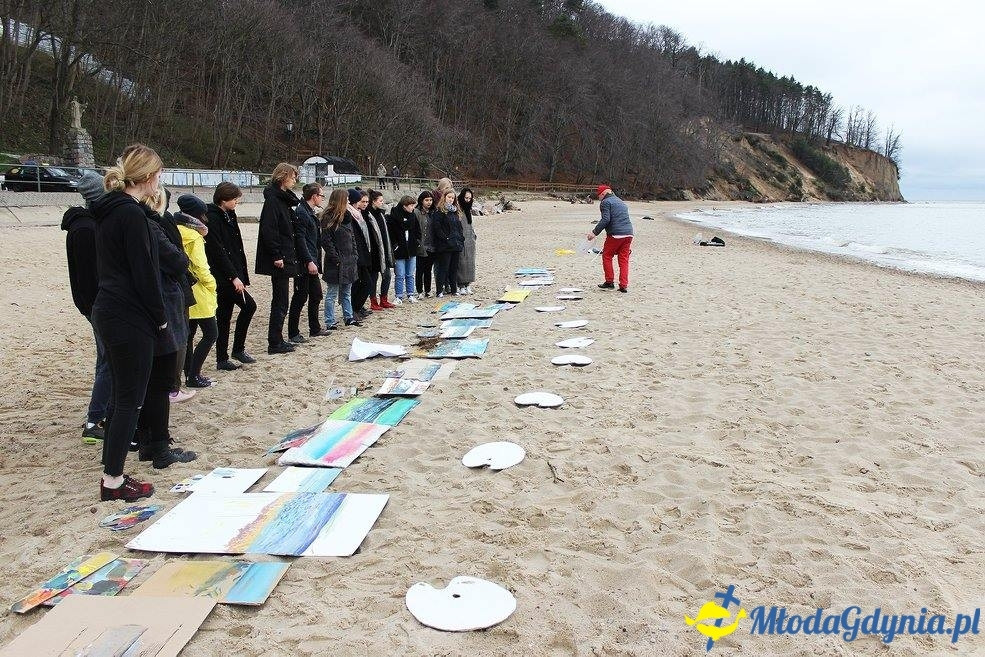 Plener z prof. Piotrem C. Kowalskim 6-7.04.17 - Malowanie morza z poziomu morza