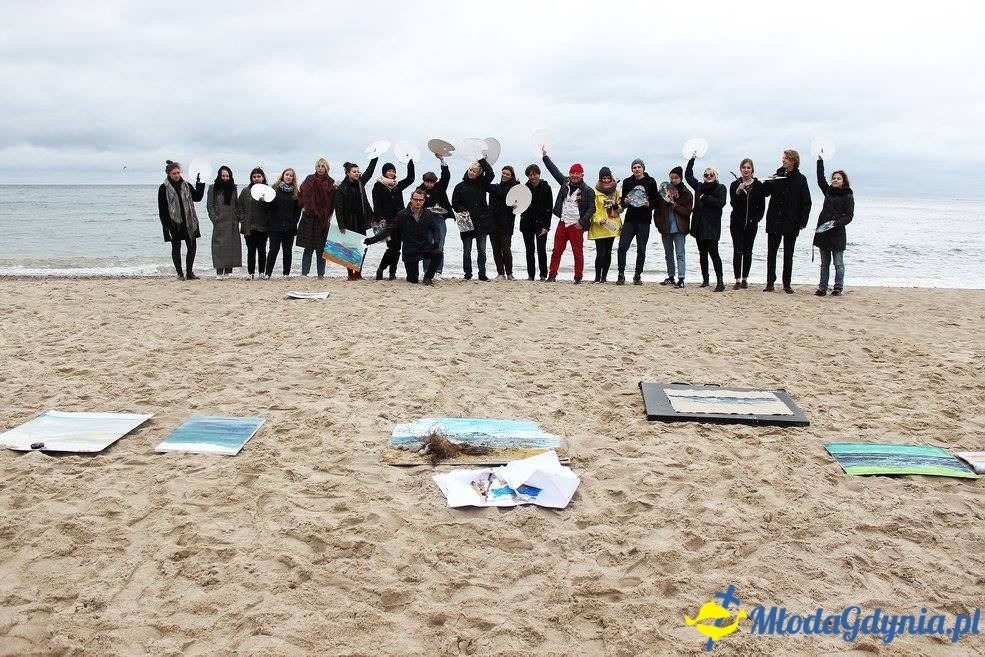 Plener z prof. Piotrem C. Kowalskim 6-7.04.17 - Malowanie morza z poziomu morza