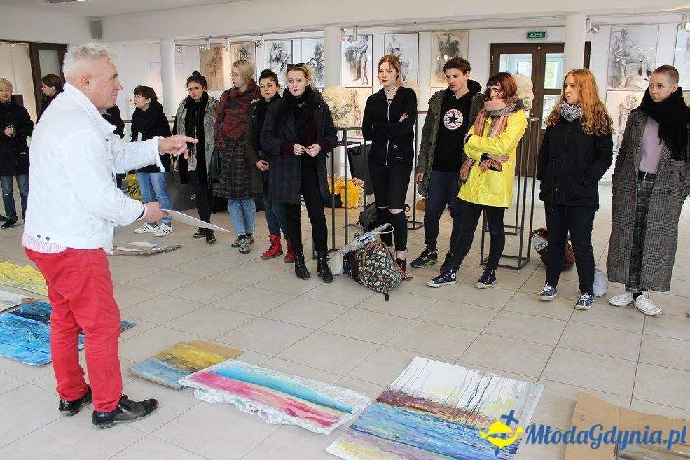 Plener z prof. Piotrem C. Kowalskim 6-7.04.17 - Malowanie morza z poziomu morza
