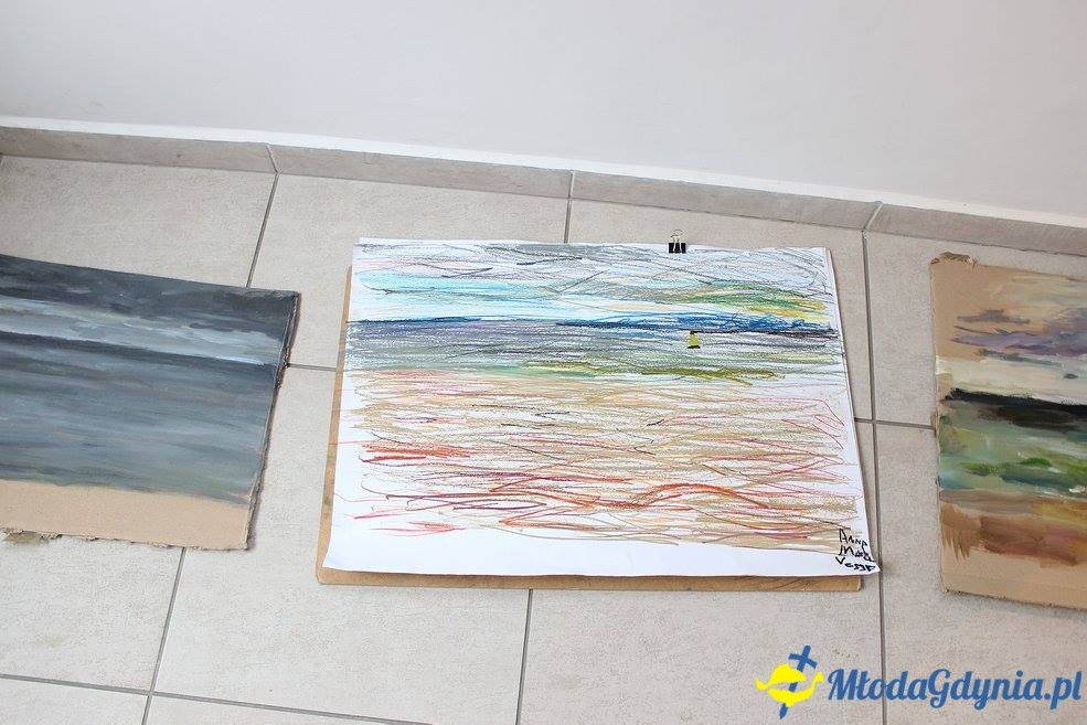 Plener z prof. Piotrem C. Kowalskim 6-7.04.17 - Malowanie morza z poziomu morza