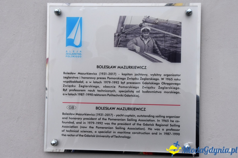 Prof. Mazurkiewicz upamiętniony w alei Żeglarstwa Polskiego