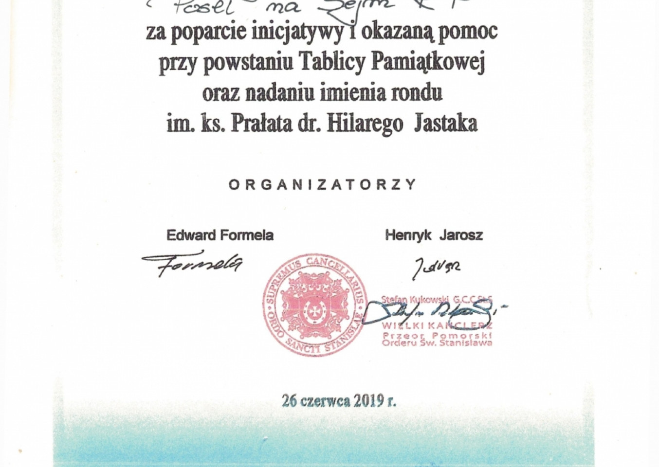 Podziękowania dla poseł Małgorzaty Zwiercan