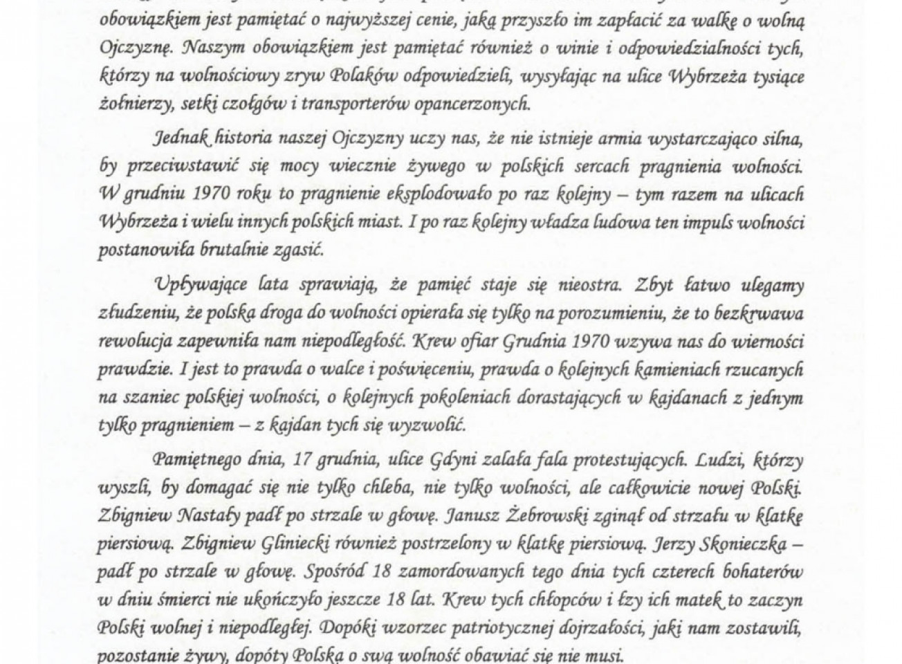 Uroczystości Grudniowe 17.12.2019