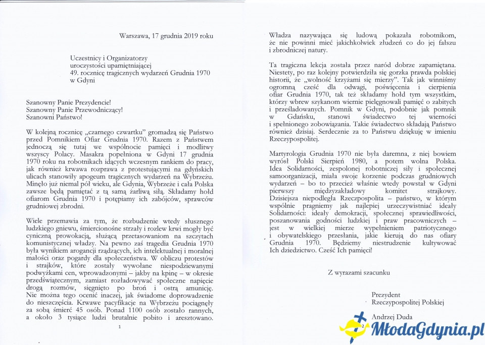 Uroczystości Grudniowe 17.12.2019