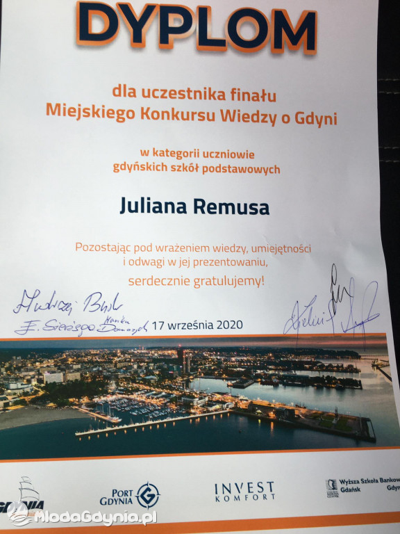 Finał Konkursu Wiedzy o Gdyni 2020