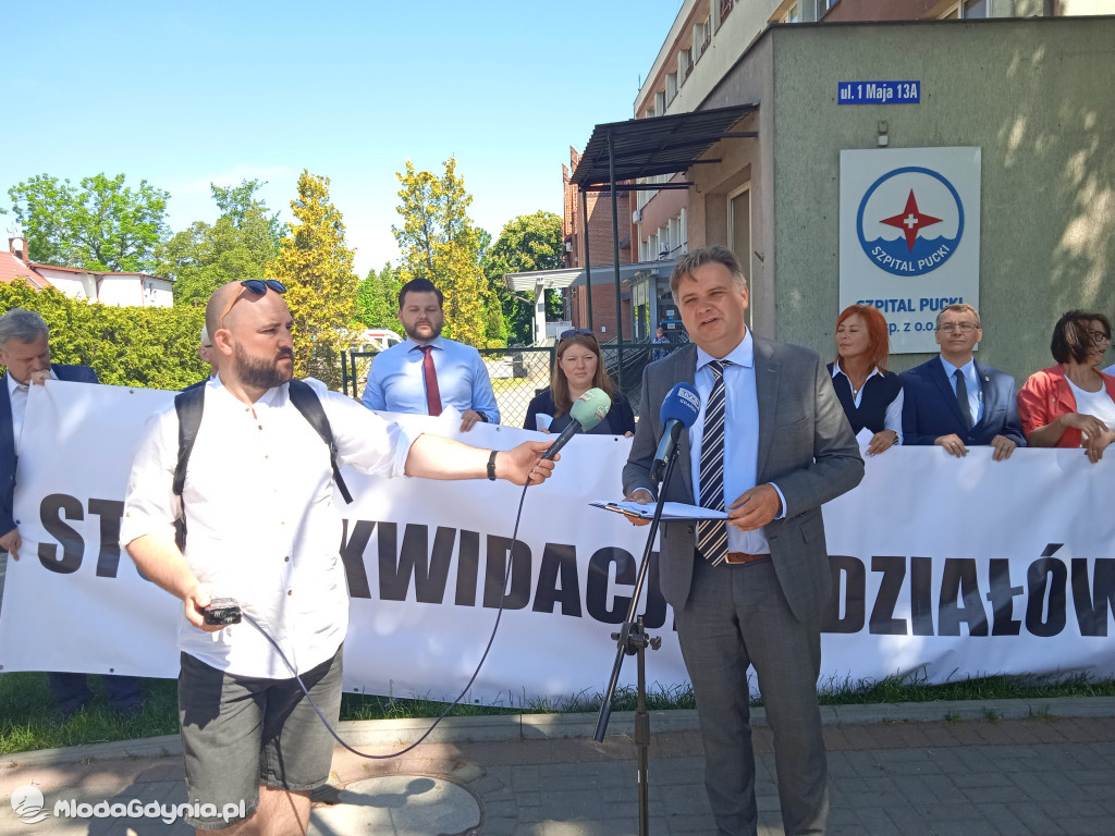 Puck 10.06.2021 - konferencja prasowa ws likwidacji oddziałów Pediatrii oraz Ginekologii i Położnictwa