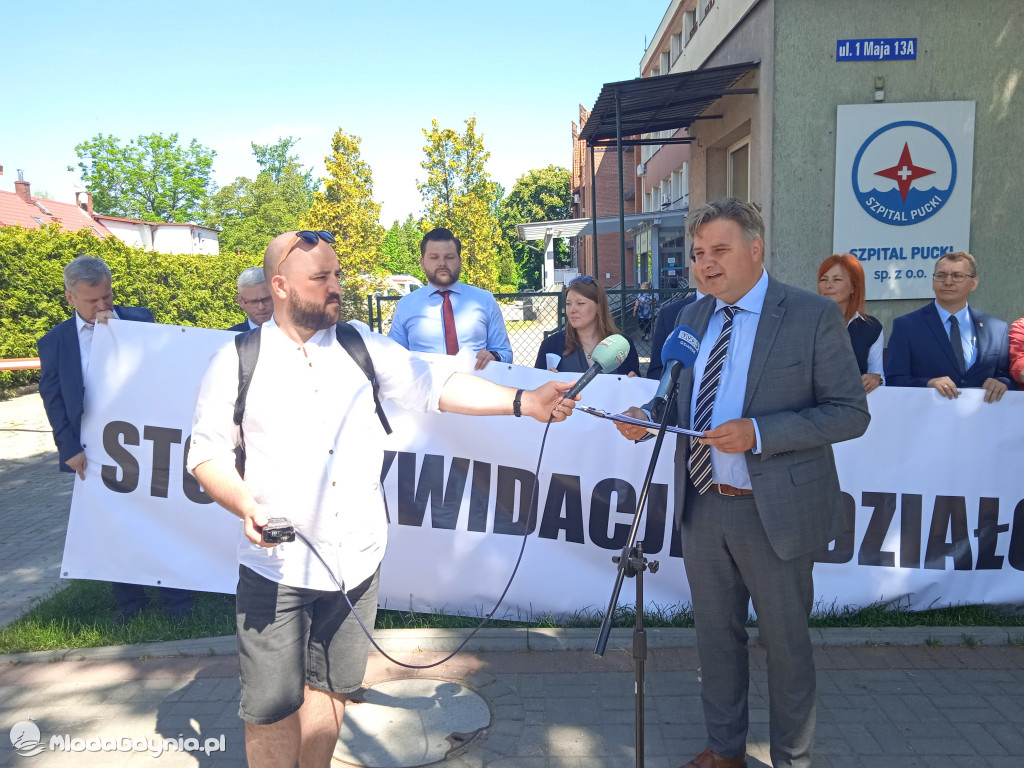 Puck 10.06.2021 - konferencja prasowa ws likwidacji oddziałów Pediatrii oraz Ginekologii i Położnictwa