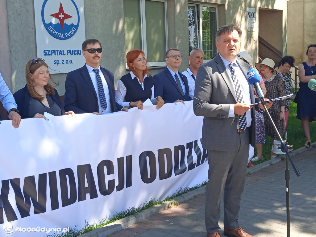 Puck 10.06.2021 - konferencja prasowa ws likwidacji oddziałów Pediatrii oraz Ginekologii i Położnictwa