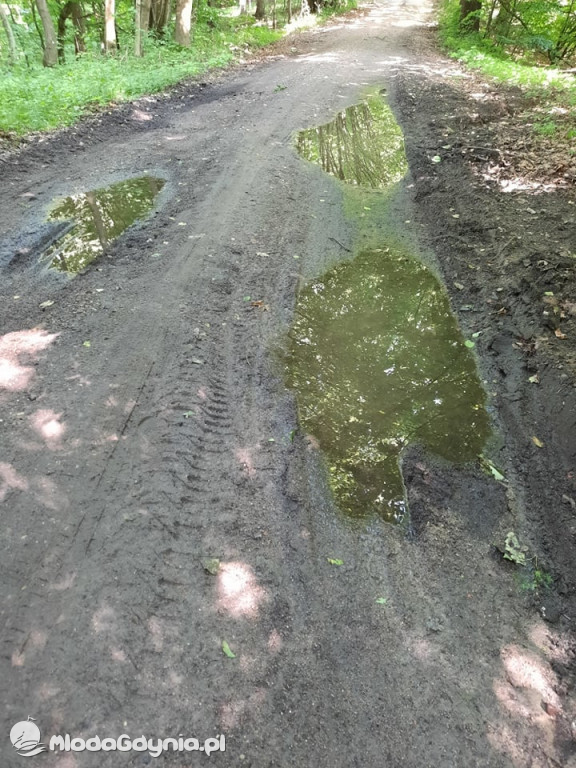 Błotnista ścieżka rowerowa w Karuzach
