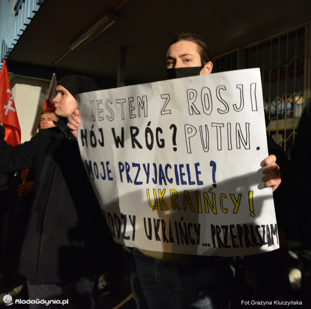 Poparcie dla walczącej Ukrainy w Gdańsku 24.02.2022