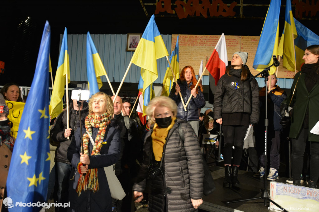 Poparcie dla walczącej Ukrainy w Gdańsku 24.02.2022