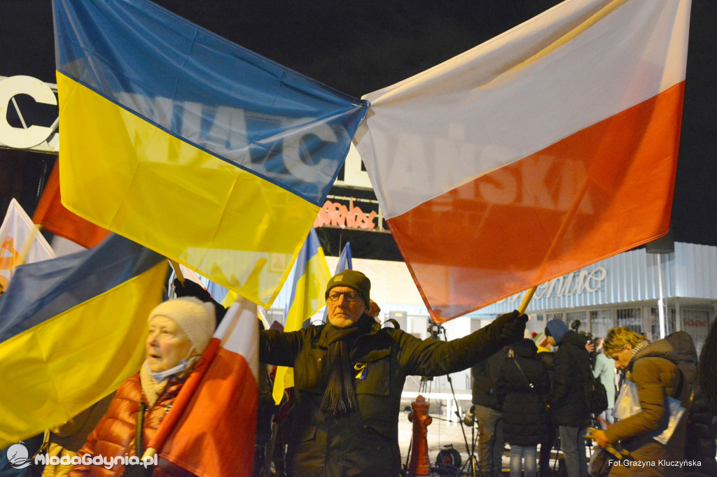 Poparcie dla walczącej Ukrainy w Gdańsku 24.02.2022