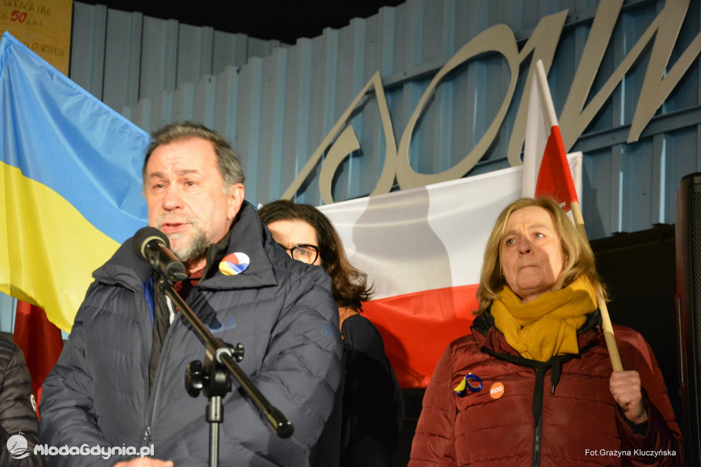 Poparcie dla walczącej Ukrainy w Gdańsku 24.02.2022
