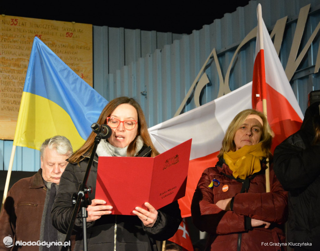 Poparcie dla walczącej Ukrainy w Gdańsku 24.02.2022