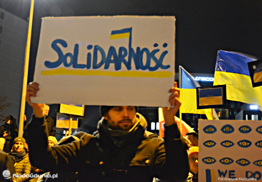 Poparcie dla walczącej Ukrainy w Gdańsku 24.02.2022