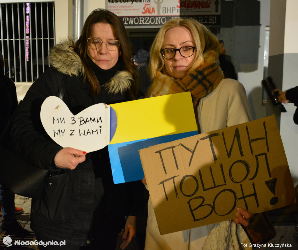 Poparcie dla walczącej Ukrainy w Gdańsku 24.02.2022