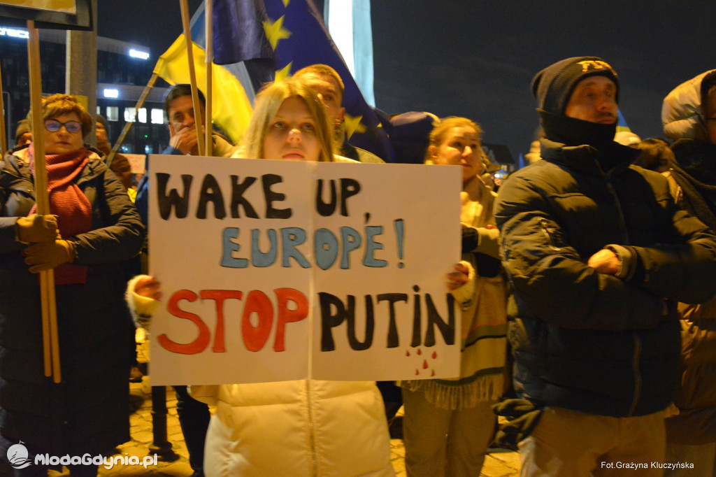 Poparcie dla walczącej Ukrainy w Gdańsku 24.02.2022