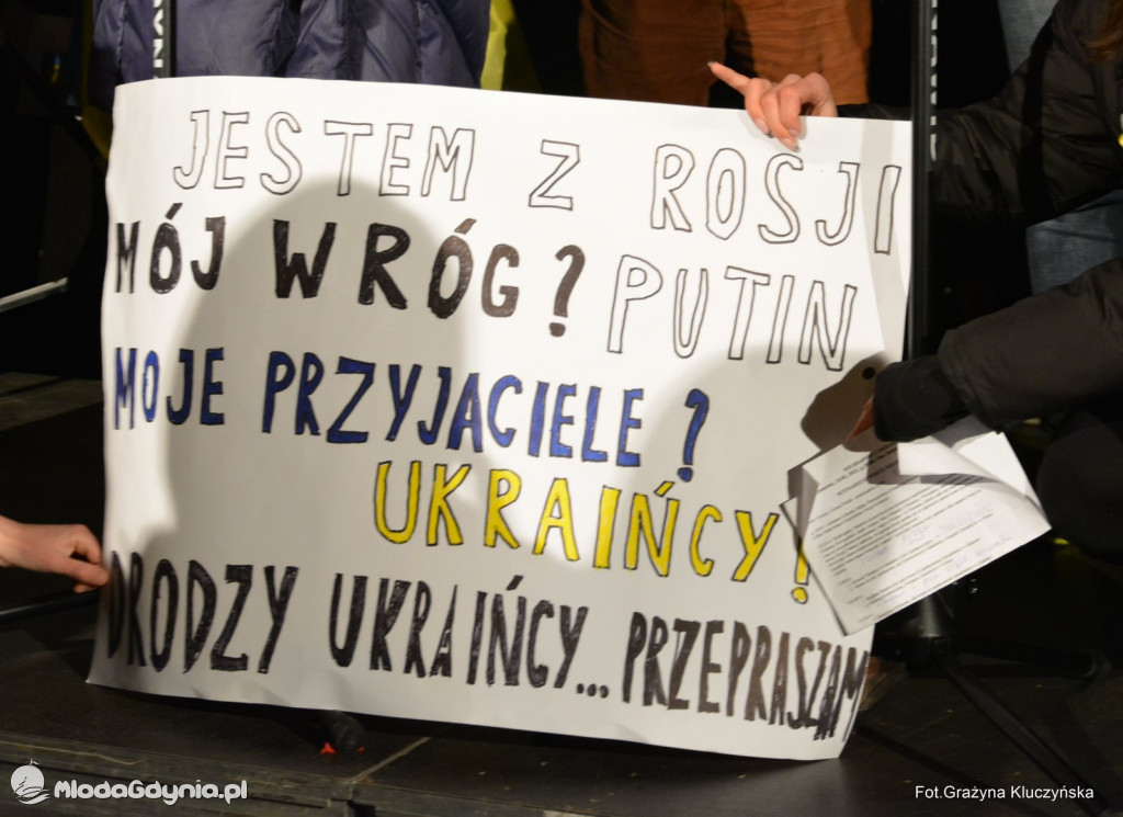 Poparcie dla walczącej Ukrainy w Gdańsku 24.02.2022
