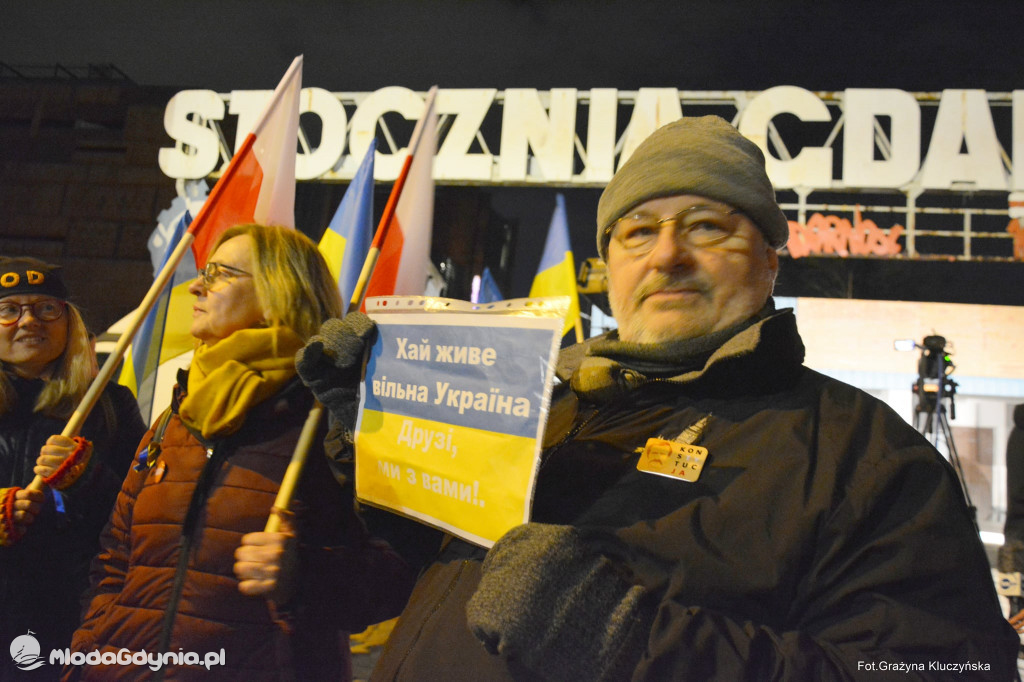 Poparcie dla walczącej Ukrainy w Gdańsku 24.02.2022