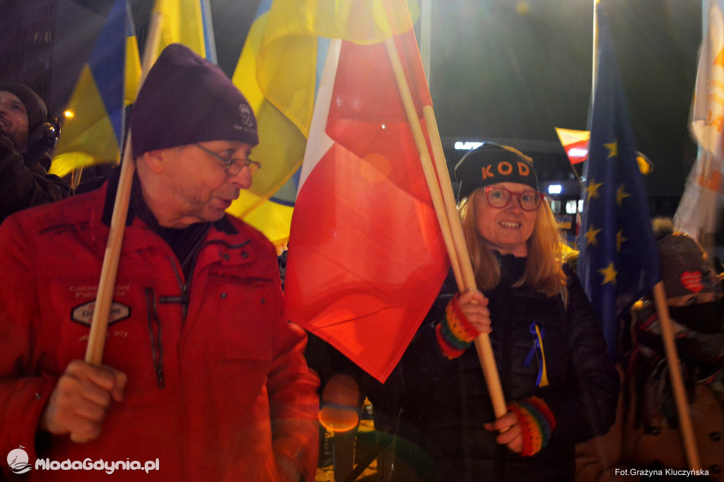 Poparcie dla walczącej Ukrainy w Gdańsku 24.02.2022