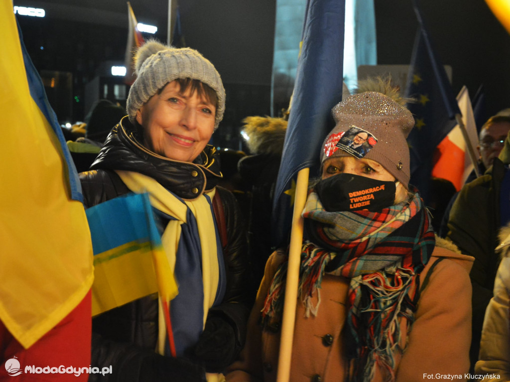 Poparcie dla walczącej Ukrainy w Gdańsku 24.02.2022