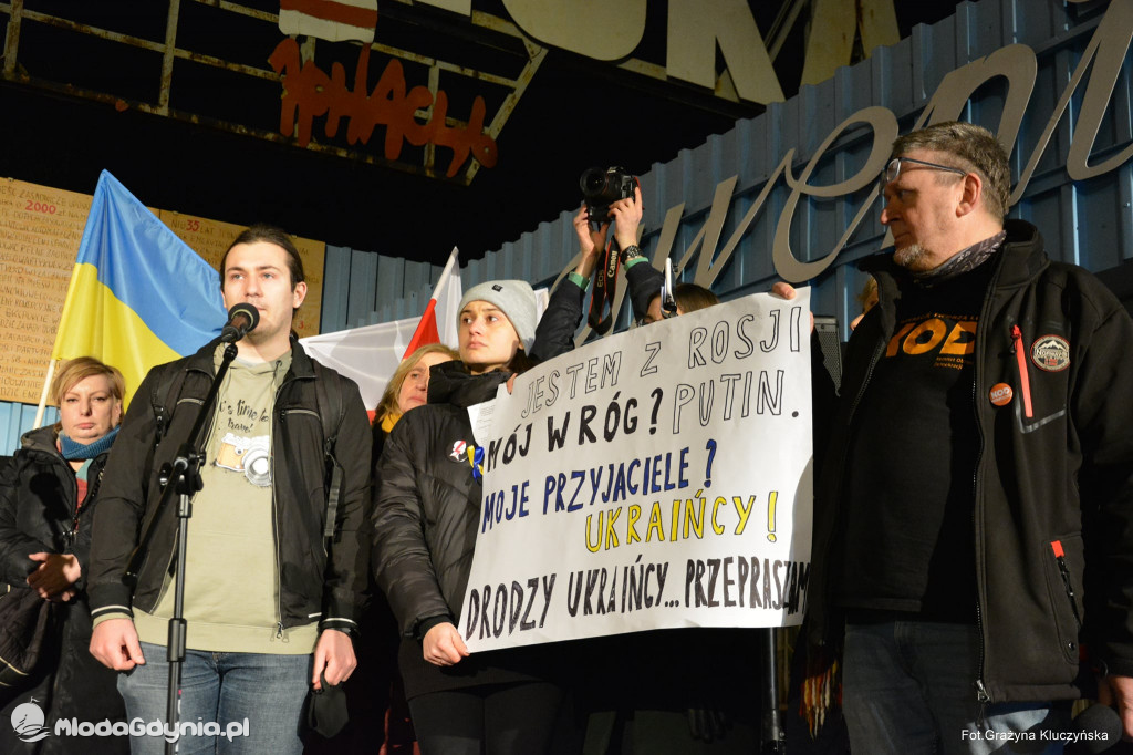Poparcie dla walczącej Ukrainy w Gdańsku 24.02.2022