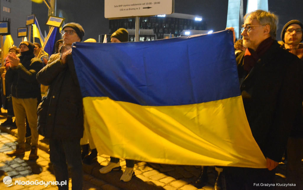 Poparcie dla walczącej Ukrainy w Gdańsku 24.02.2022