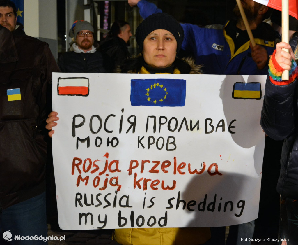 Poparcie dla walczącej Ukrainy w Gdańsku 24.02.2022
