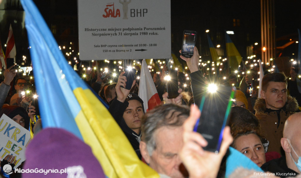 Poparcie dla walczącej Ukrainy w Gdańsku 24.02.2022