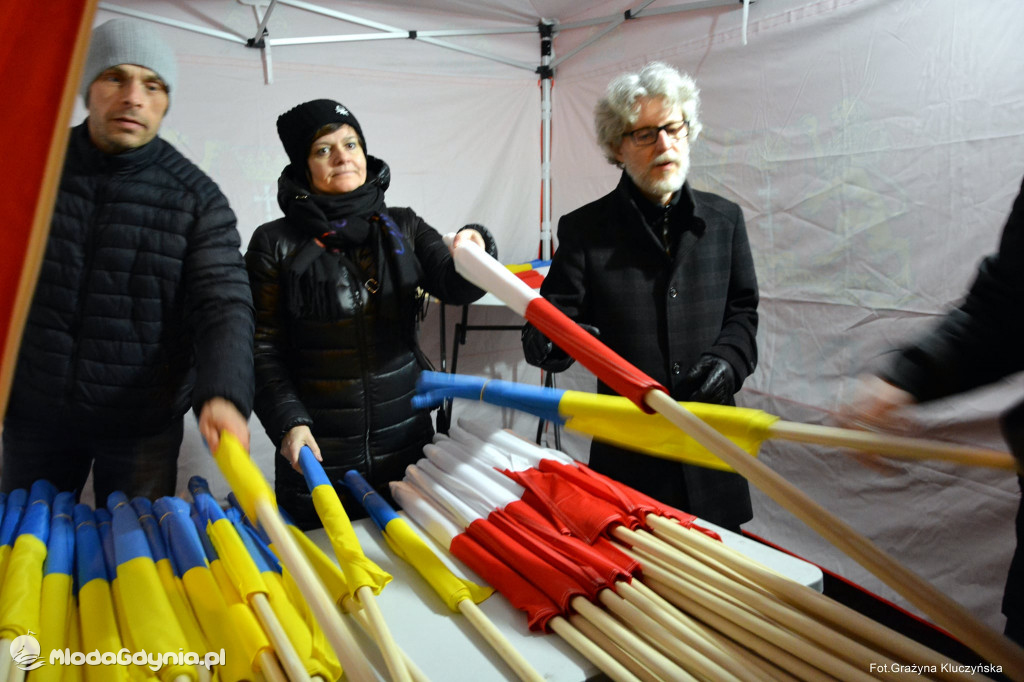 Poparcie dla walczącej Ukrainy w Gdańsku 24.02.2022