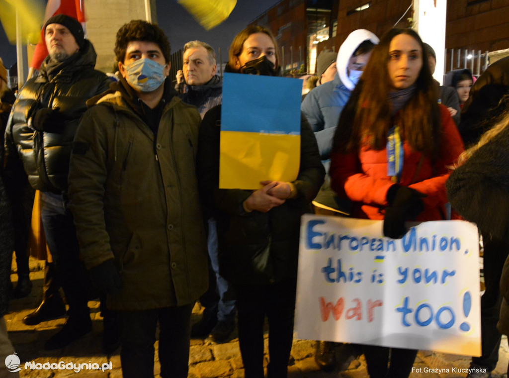 Poparcie dla walczącej Ukrainy w Gdańsku 24.02.2022