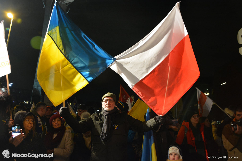 Poparcie dla walczącej Ukrainy w Gdańsku 24.02.2022