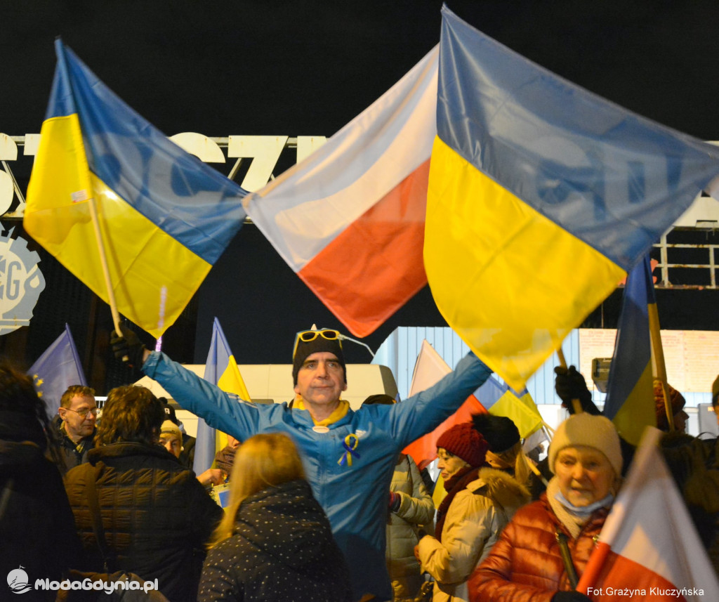 Poparcie dla walczącej Ukrainy w Gdańsku 24.02.2022