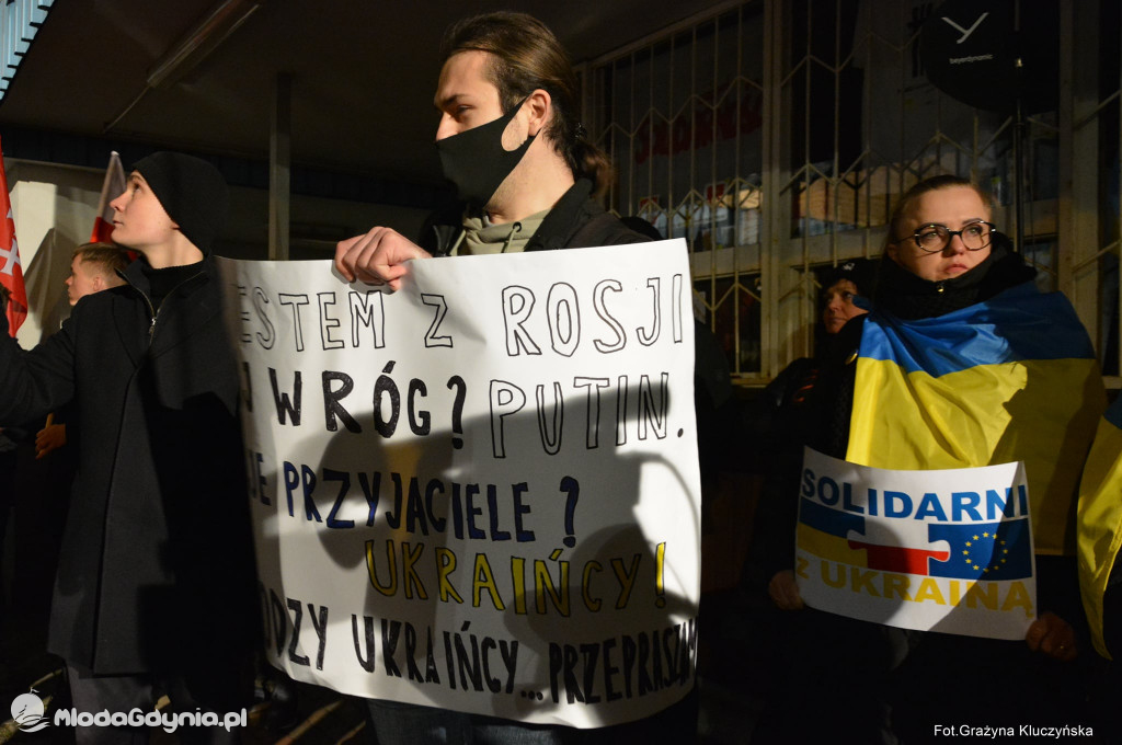 Poparcie dla walczącej Ukrainy w Gdańsku 24.02.2022