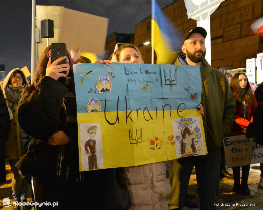 Poparcie dla walczącej Ukrainy w Gdańsku 24.02.2022