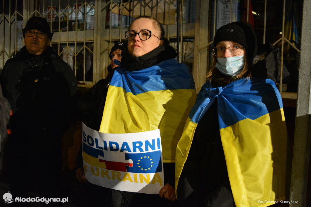 Poparcie dla walczącej Ukrainy w Gdańsku 24.02.2022