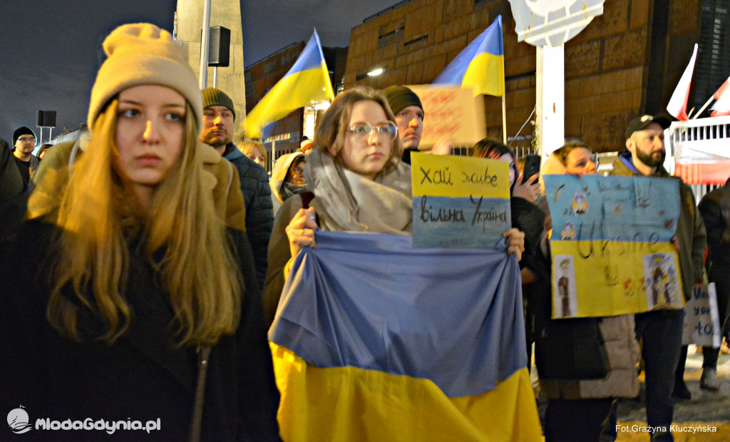 Poparcie dla walczącej Ukrainy w Gdańsku 24.02.2022