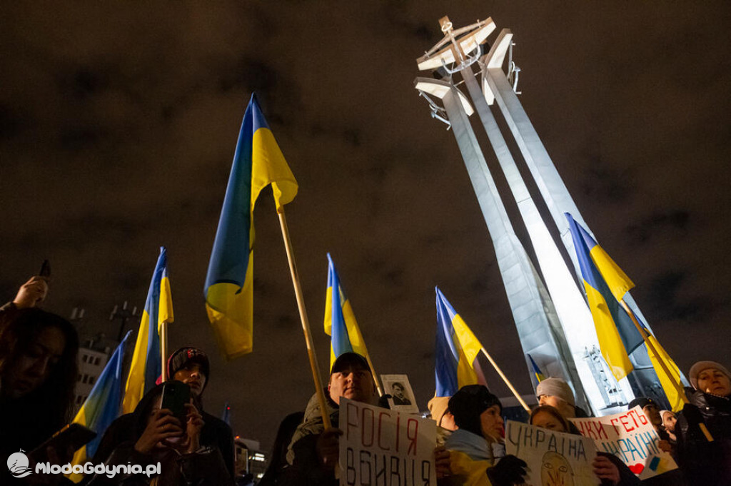 Poparcie dla walczącej Ukrainy w Gdańsku 24.02.2022