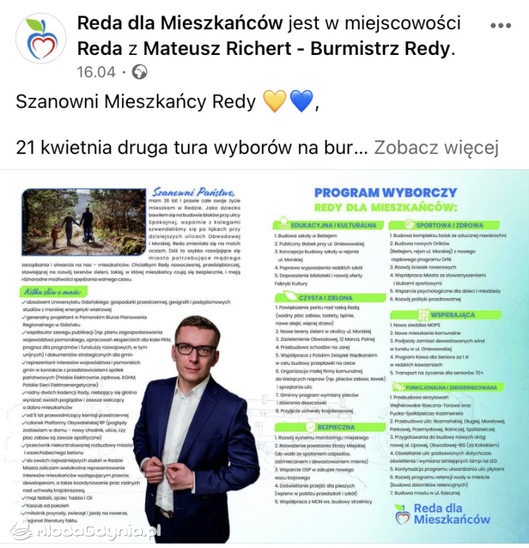 Most w Redzie na ul. Rzecznej & deklaracje wyborcze Mateusza Richerta