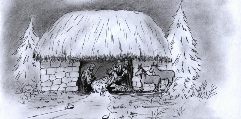 W drodze na pasterkę // rys. Marian Busler