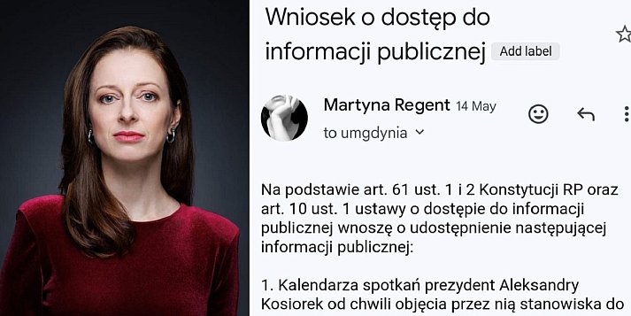 Martyna Regent: miał być jawny kalendarz spotkań prezydentki Gdyni