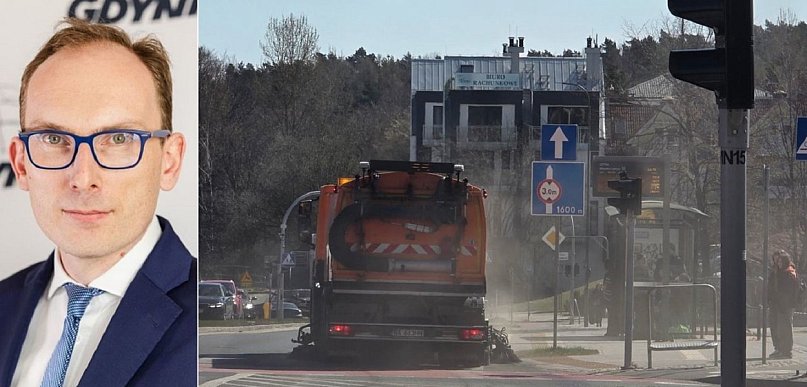 Gdynia zapylona? Ubych: chmura pyłu lecącego w kierunku pieszych, stojących na...