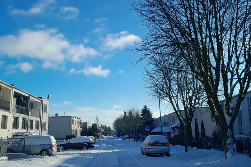 Białe, zasypane Chojnice na początku stycznia 2026